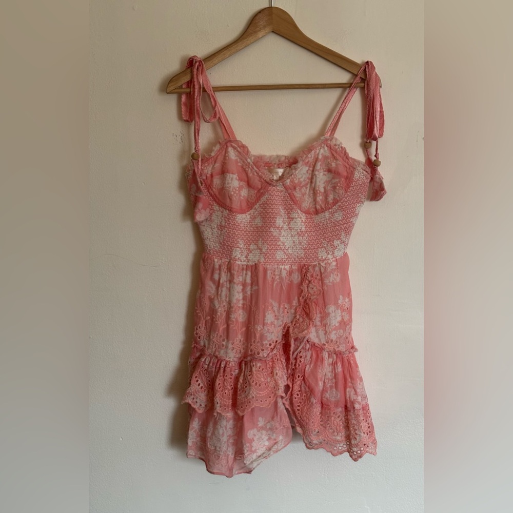 Love Shack Fancy Olani Mini Coral Romance Dress Size Small - Picture 4 of 10